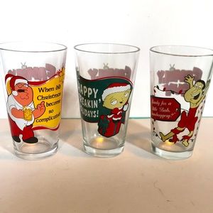 Family guy Christmas holiday glass cup bundle
